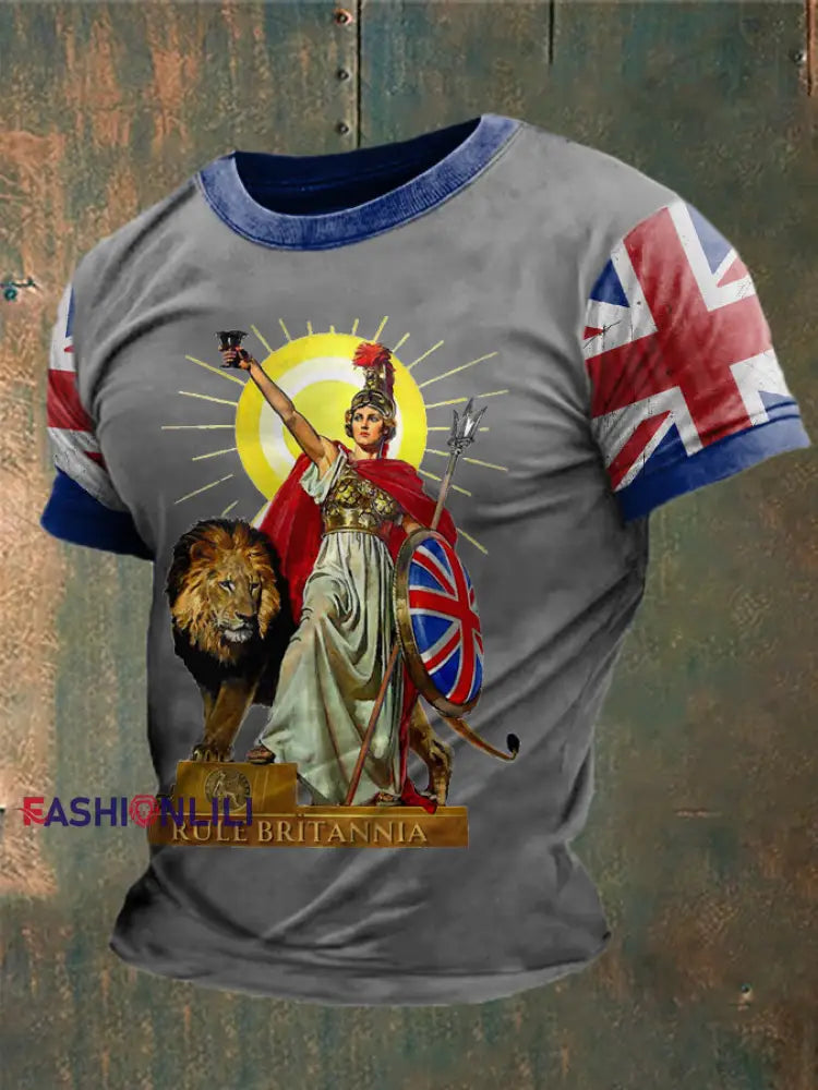 Men’s British Britannia Printed T-shirt Light Gray / S