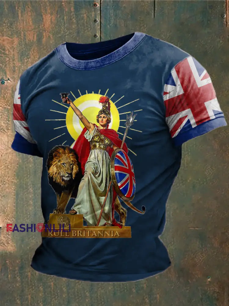 Men’s British Britannia Printed T-shirt Navy Blue / S