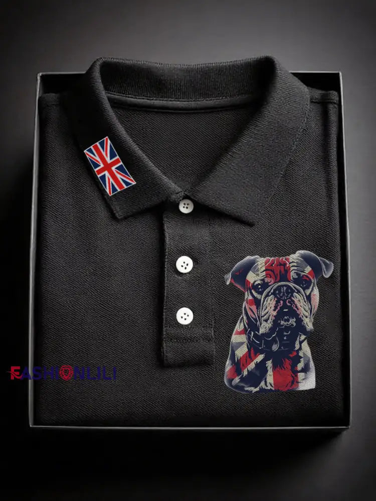 Men’s British Bulldog short sleeve shirt Black / S