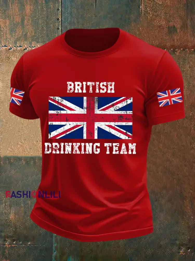 Men’s British Drinking Team Casual Printed T-shirt Pure Red / S
