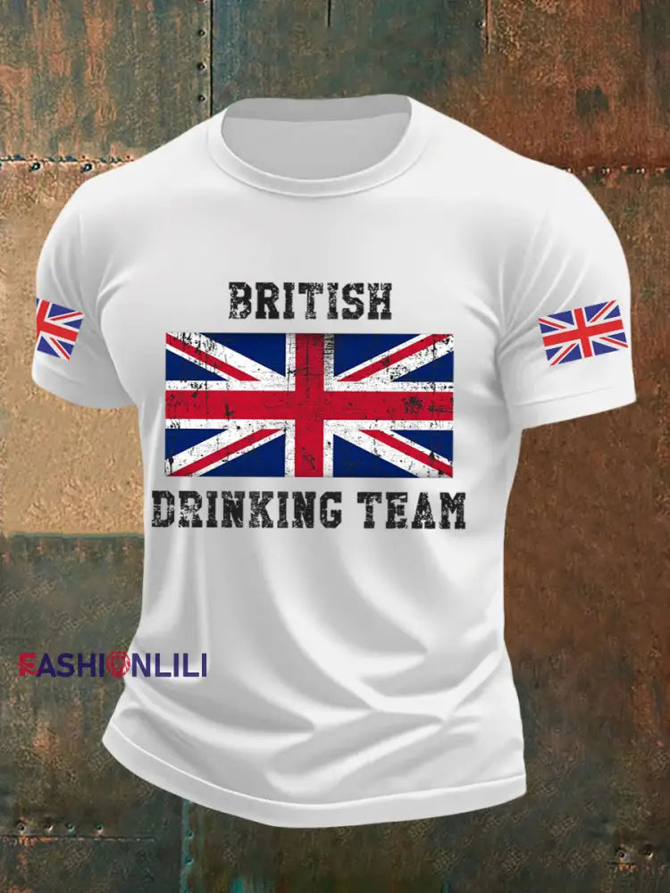 Men’s British Drinking Team Casual Printed T-shirt White / S