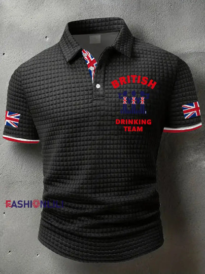 Men’s British Drinking Team Printed Casual Tops Black / S