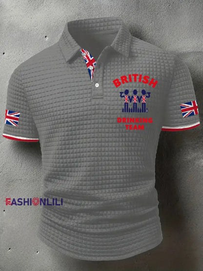 Men’s British Drinking Team Printed Casual Tops Gray / S