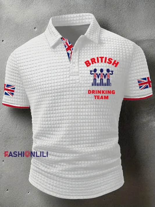 Men’s British Drinking Team Printed Casual Tops White / S