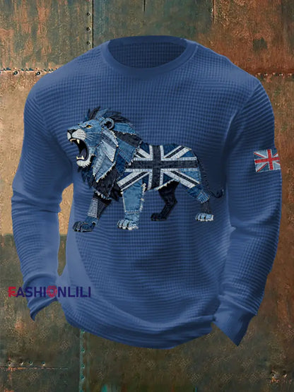 Men’s British Faux Denim Waffle Top Blue / S