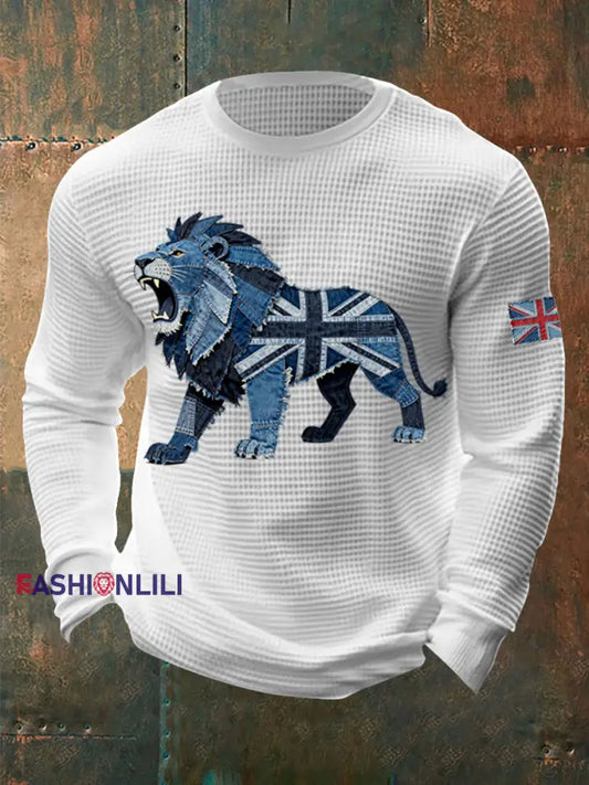 Men’s British Faux Denim Waffle Top White / S