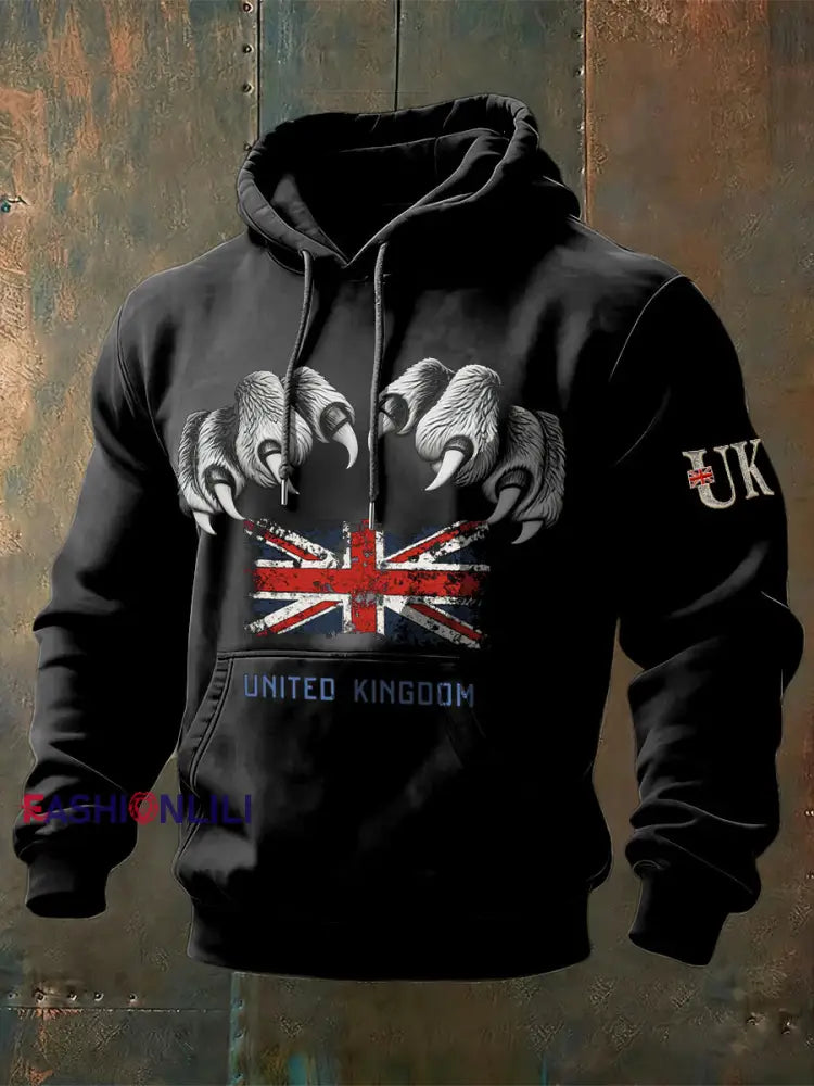 Men’s British Flag Black Casual Hoodie Black / S