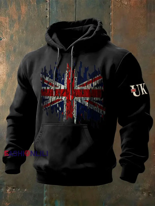 Men’s British Flag Black Hooded Sweatshirt Black / S