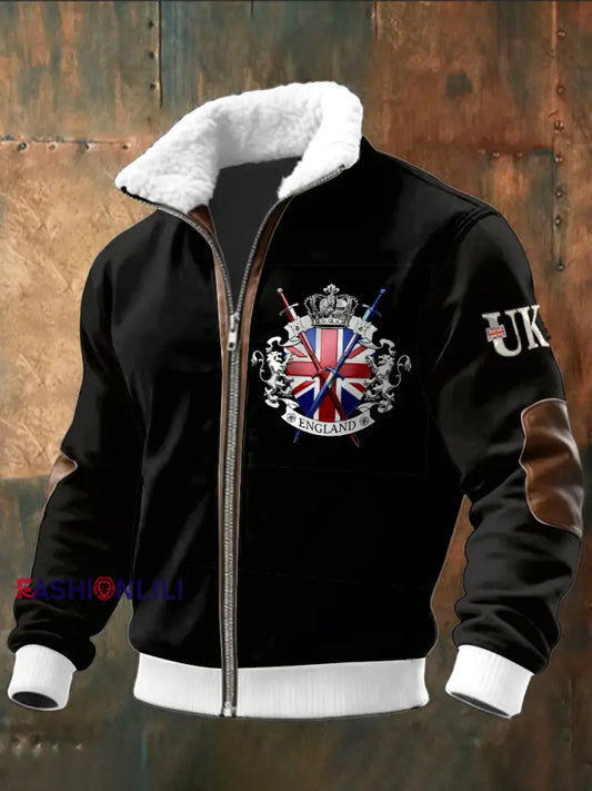 Men’s British Flag Black Stand Collar Jacket Black / S