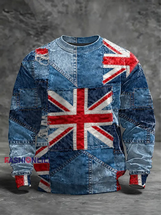 Men’s British Flag Crew Neck Sweatshirt As picture / S