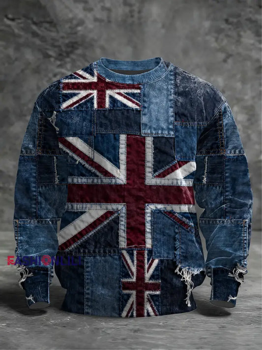 Men’s British Flag Crew Neck Sweatshirt As picture / S