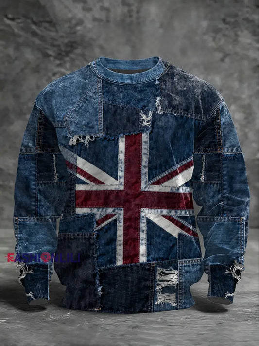 Men’s British Flag Crew Neck Sweatshirt As picture / S