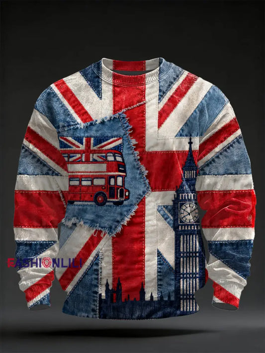 Men’s British Flag Crew Neck Sweatshirt As picture / S