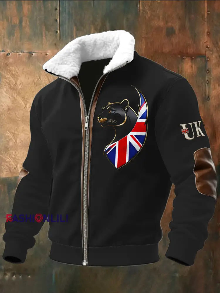 Men’s British Flag Leopard Print Sweatshirt Black / S