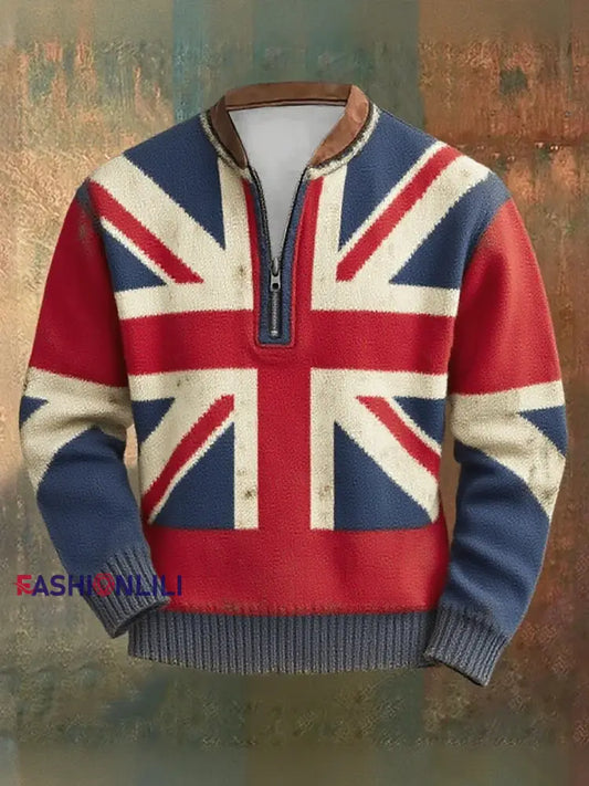 Men’s British Flag Patchwork Printed Sweatshirt As picture / S
