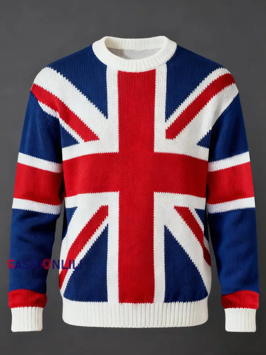 Men’s British Flag Printed Casual imitation sweater As picture / S