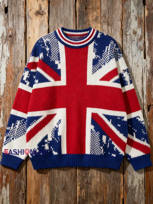 Men’s British Flag Printed Casual imitation sweater As picture / S