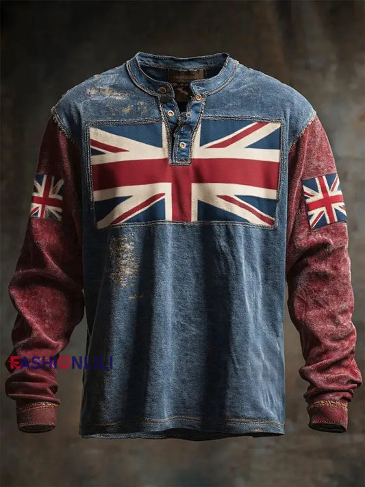 Men’s British Flag Printed Casual T-shirt As picture / S