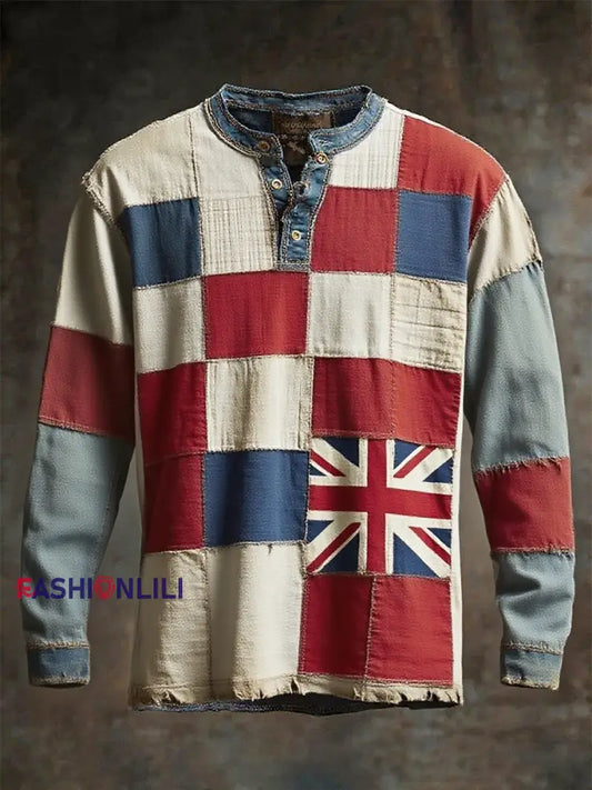 Men’s British Flag Printed Casual T-shirt As picture / S