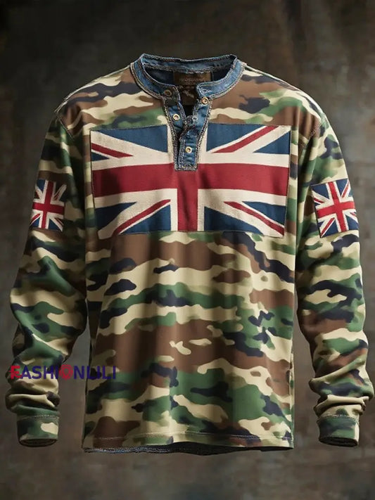 Men’s British Flag Printed Casual T-shirt As picture / S