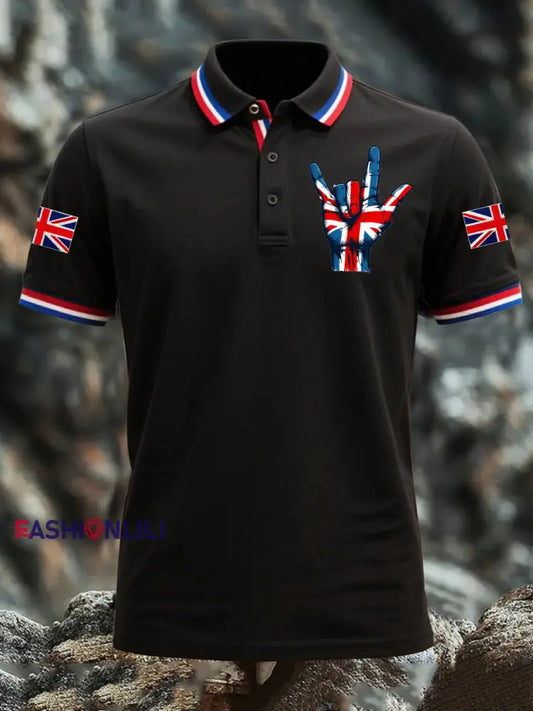 Men’s British Flag Short Sleeve Shirt Black / S