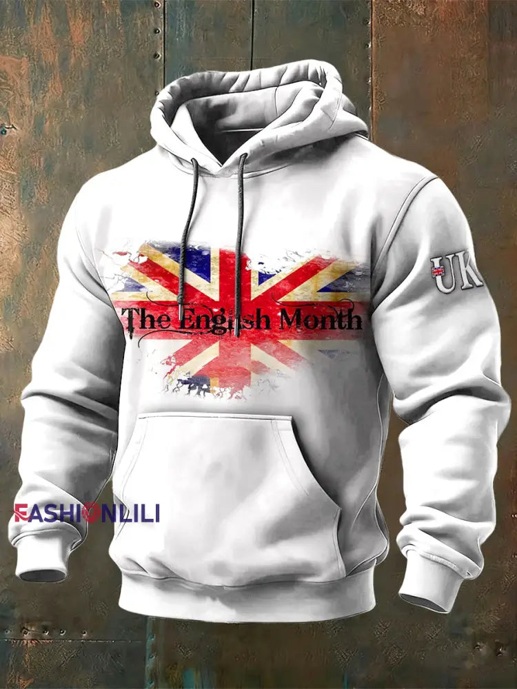 Men’s British Flag White Hooded Sweatshirt White / S