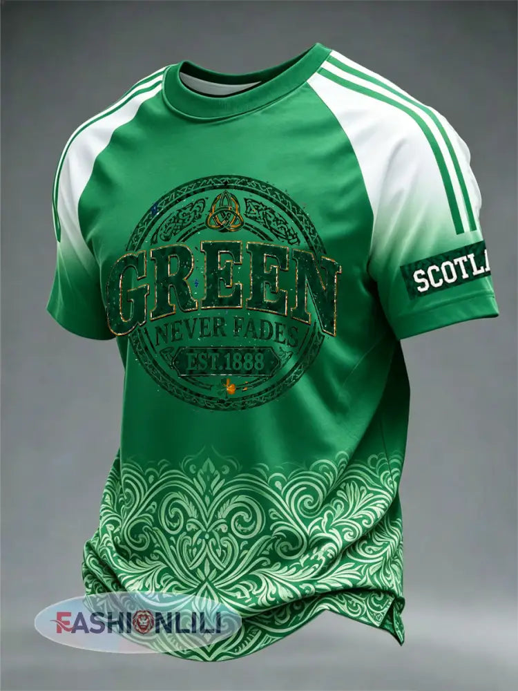 Men’s British Football Celtic Print short sleeve t-shirt - Green / S