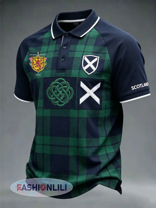 Men’s British Football Celtic Print three buttons shoulder sleeve - As picture / S