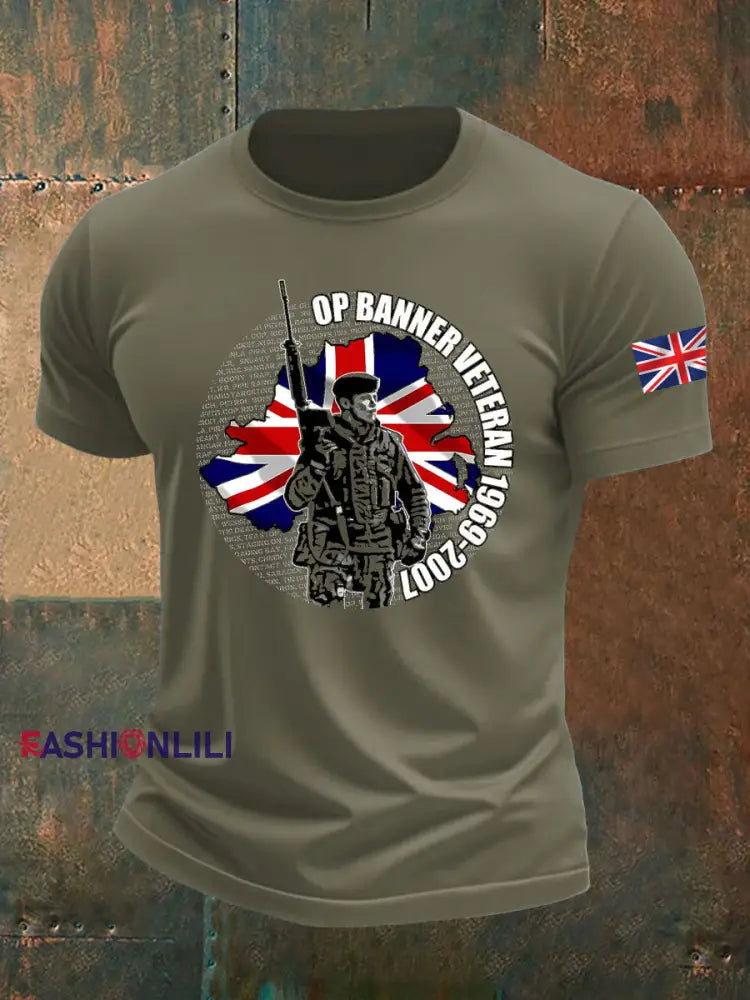 Men’s British imitation cotton short-sleeved T-shirt Army Green / S