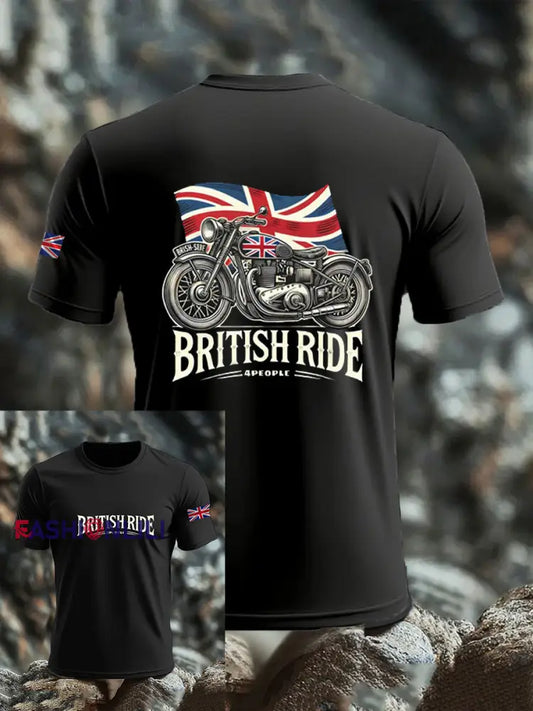 Men’s British imitation cotton short-sleeved T-shirt Black / S
