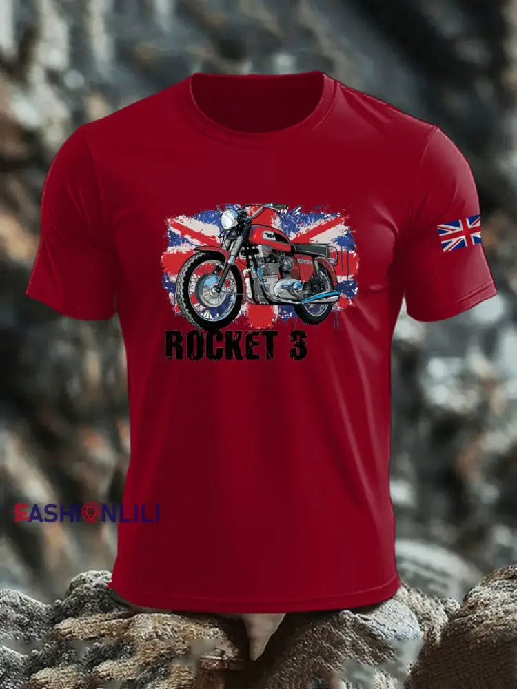 Men’s British imitation cotton short-sleeved T-shirt Deep Red / S