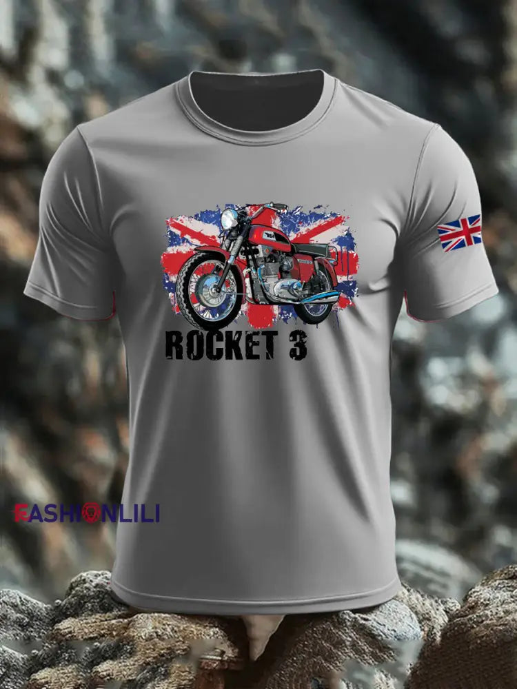 Men’s British imitation cotton short-sleeved T-shirt Light Gray / S