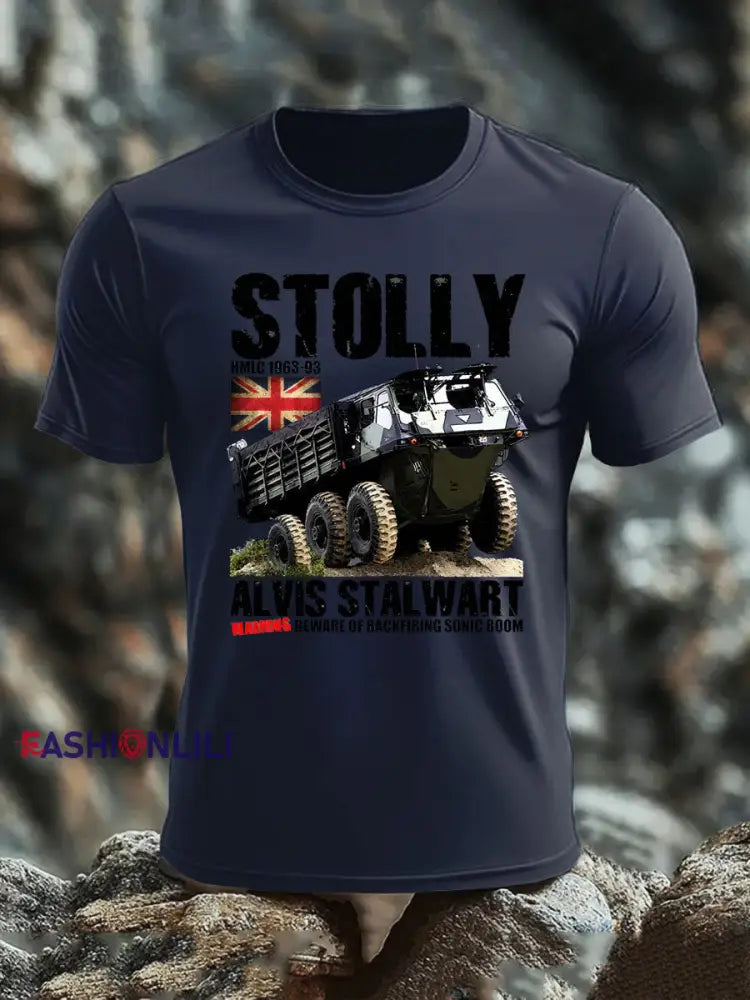 Men’s British imitation cotton short-sleeved T-shirt Navy Blue / S