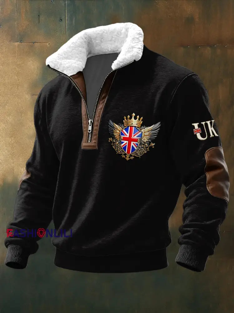 Men’s British Jack Black Stand-Collar Sweatshirt Black / S