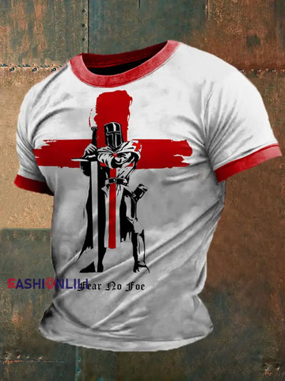 Men’s British Knights Fear No Foe Printed T-shirt White / S
