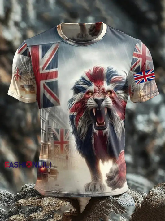 Men’s British Lion Short Sleeves Printed T-Shirt As picture / S