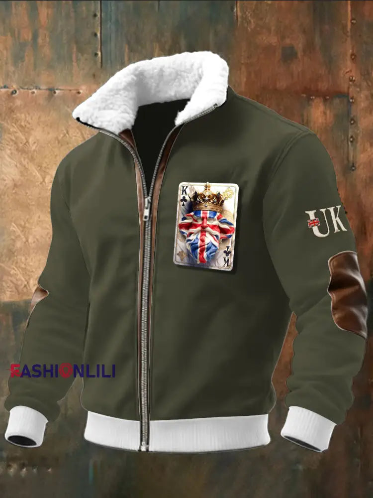 Men’s British Poker King Casual Sweatshirt Army Green / S