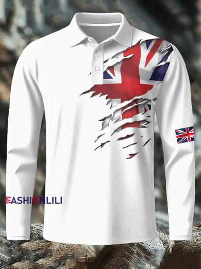 Men’s British Printed long sleeve shirt White / S