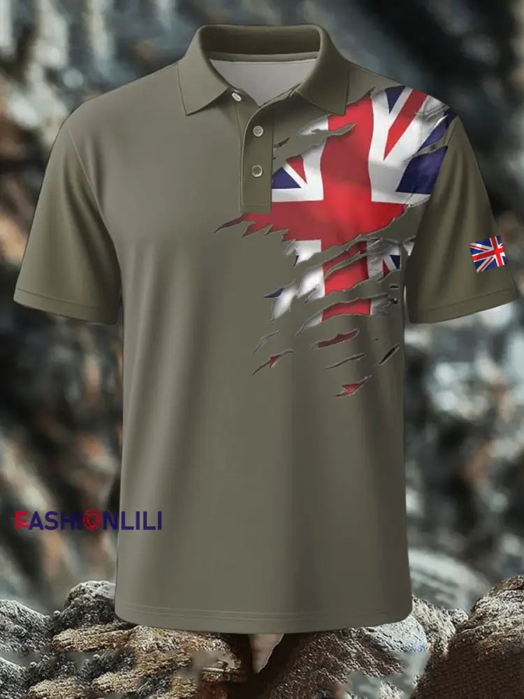 Men’s British Printed short sleeve shirt Army Green / S