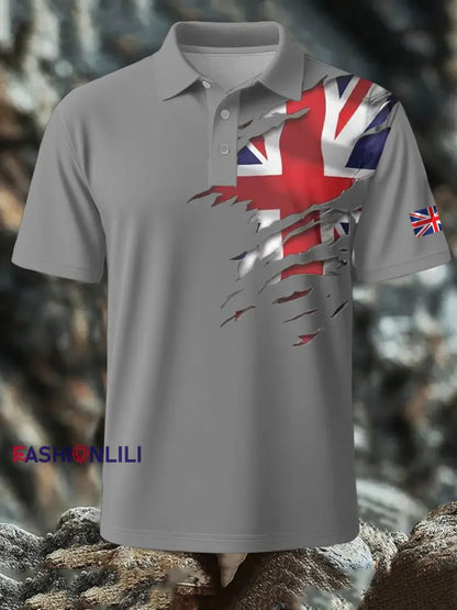 Men’s British Printed short sleeve shirt Gray / S
