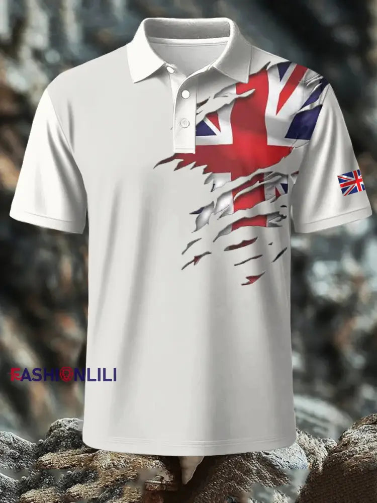 Men’s British Printed short sleeve shirt White / S