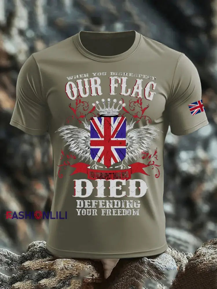Men’s British Printed short sleeves t shirt Army Green / S