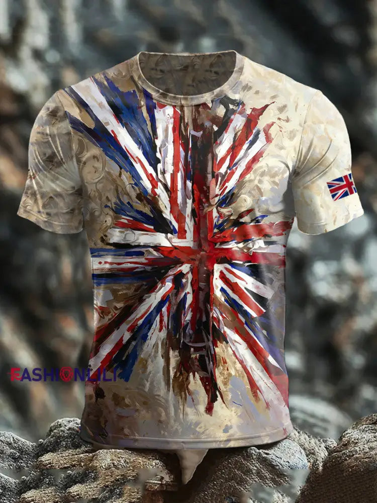 Men’s British Printed short sleeves t shirt As picture / S