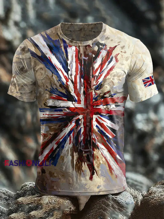 Men’s British Printed short sleeves t shirt As picture / S
