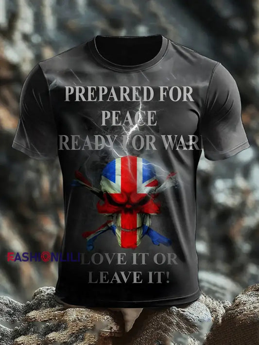 Men’s British Printed short sleeves t shirt Black / S