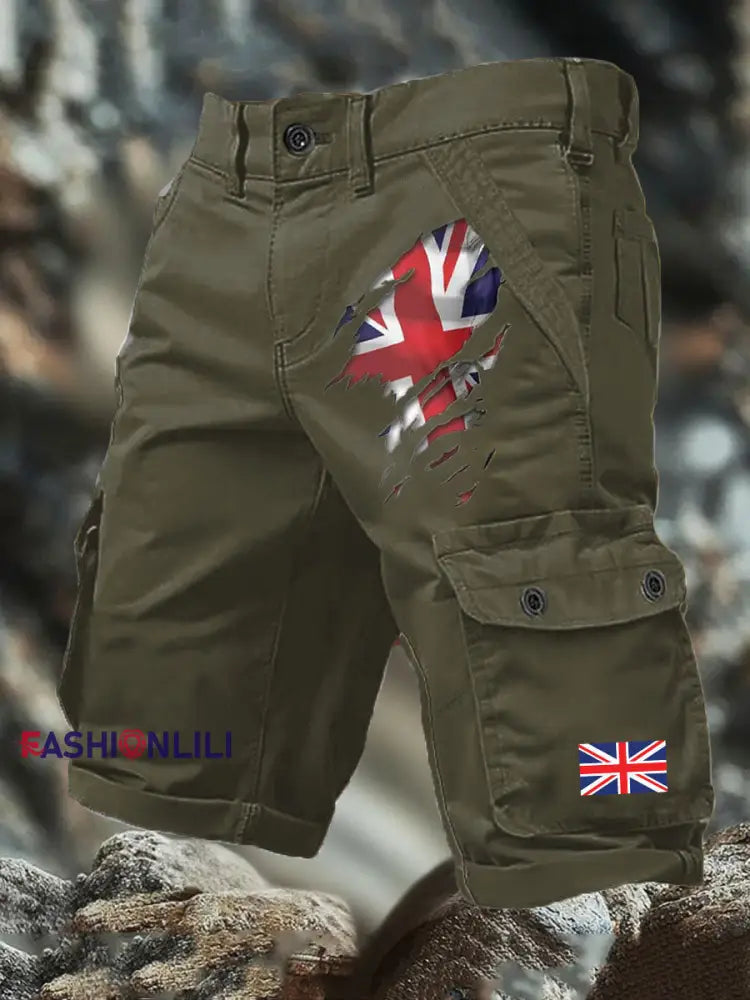 Men’s British Printed shorts Army Green / S