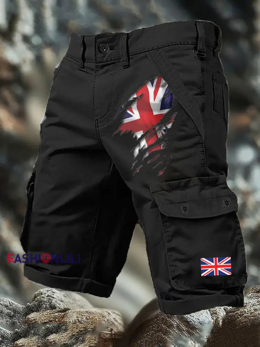 Men’s British Printed shorts Black / S