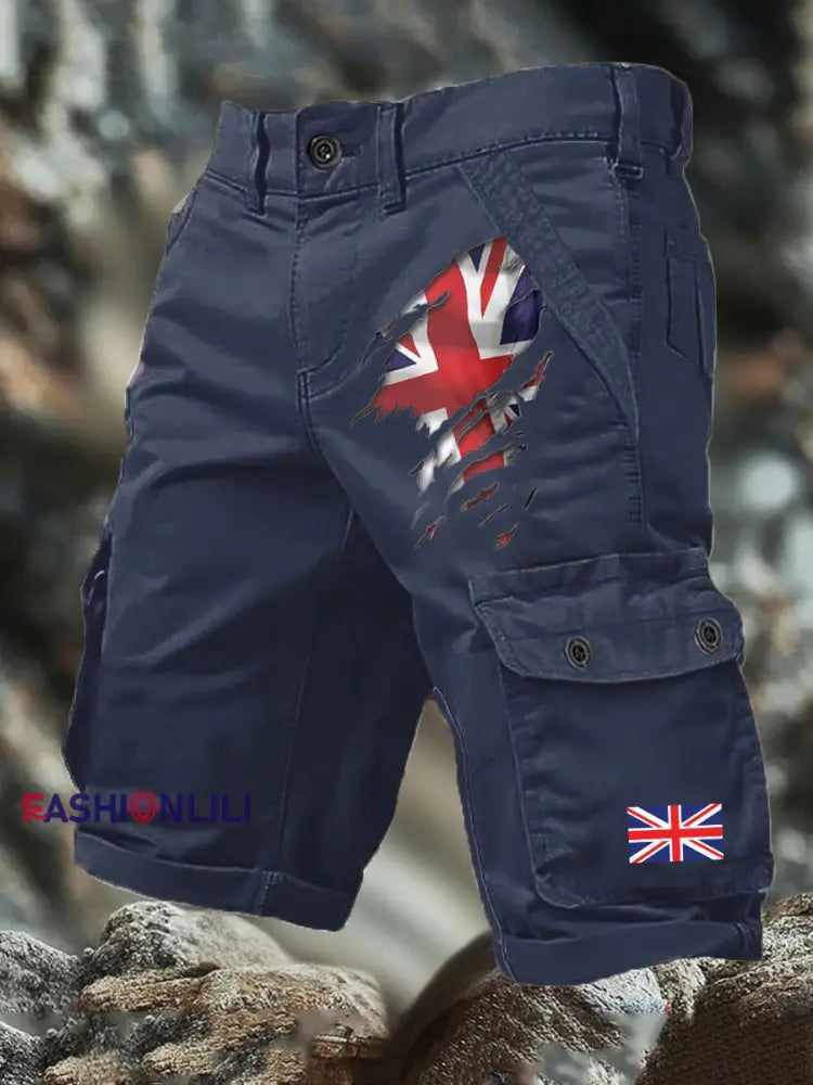 Men’s British Printed shorts Navy Blue / S