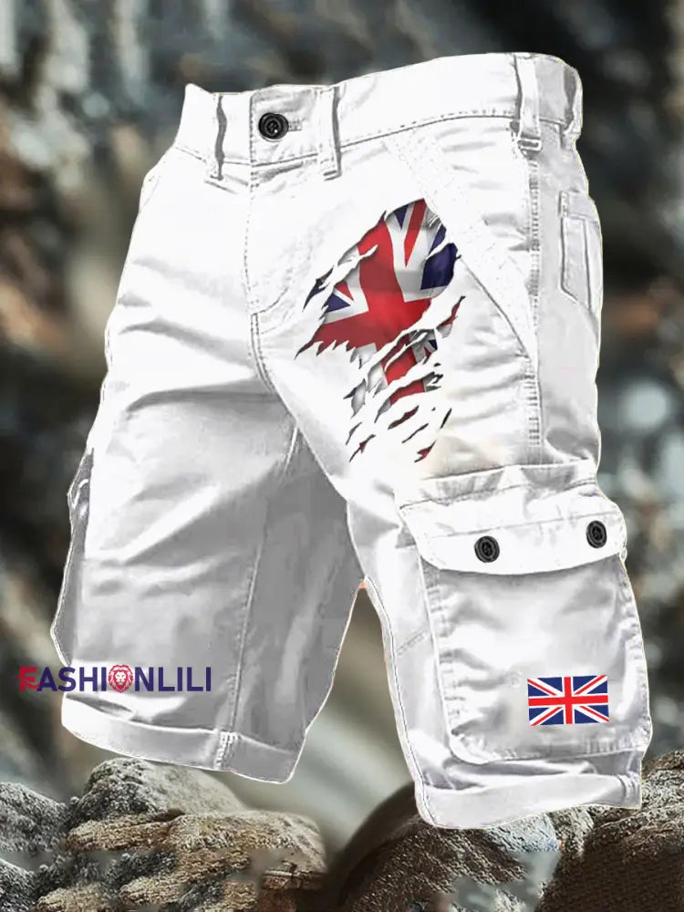 Men’s British Printed shorts White / S