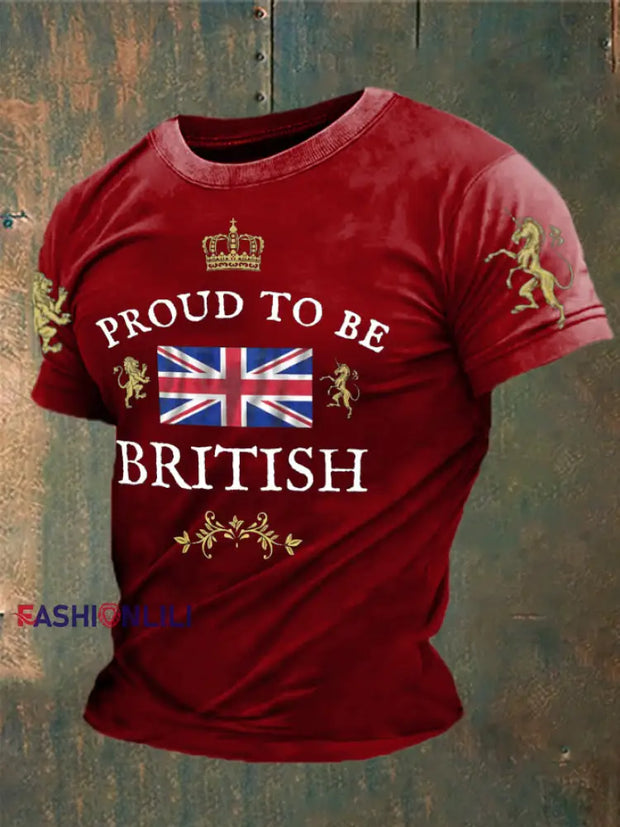 Men’s British Proud Printed T-shirt Deep Red / S